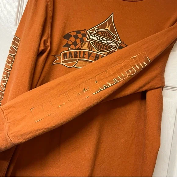 Harley Davidson Long sleeve shirt Orange Gettysburg Pa battlefield - Picture 4 of 7